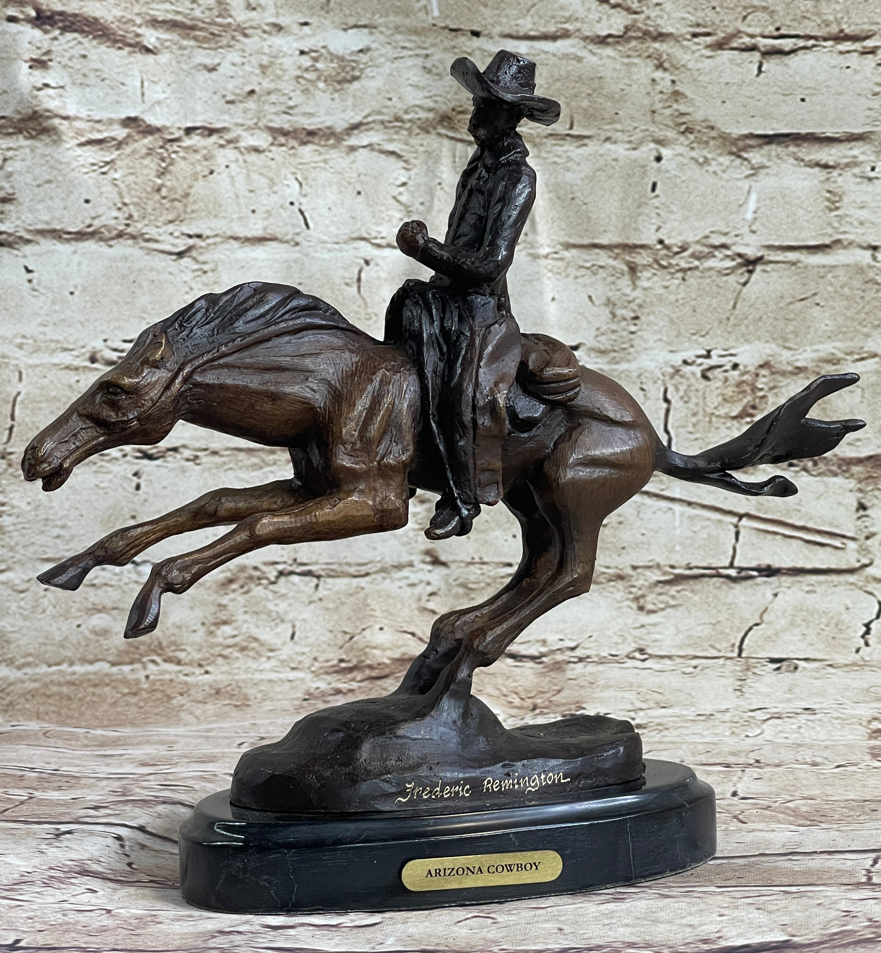 RANGER by Frederic Remington Cowboy on Horseback Bronze Sculpture Statue Country Western Art 9" x 8"