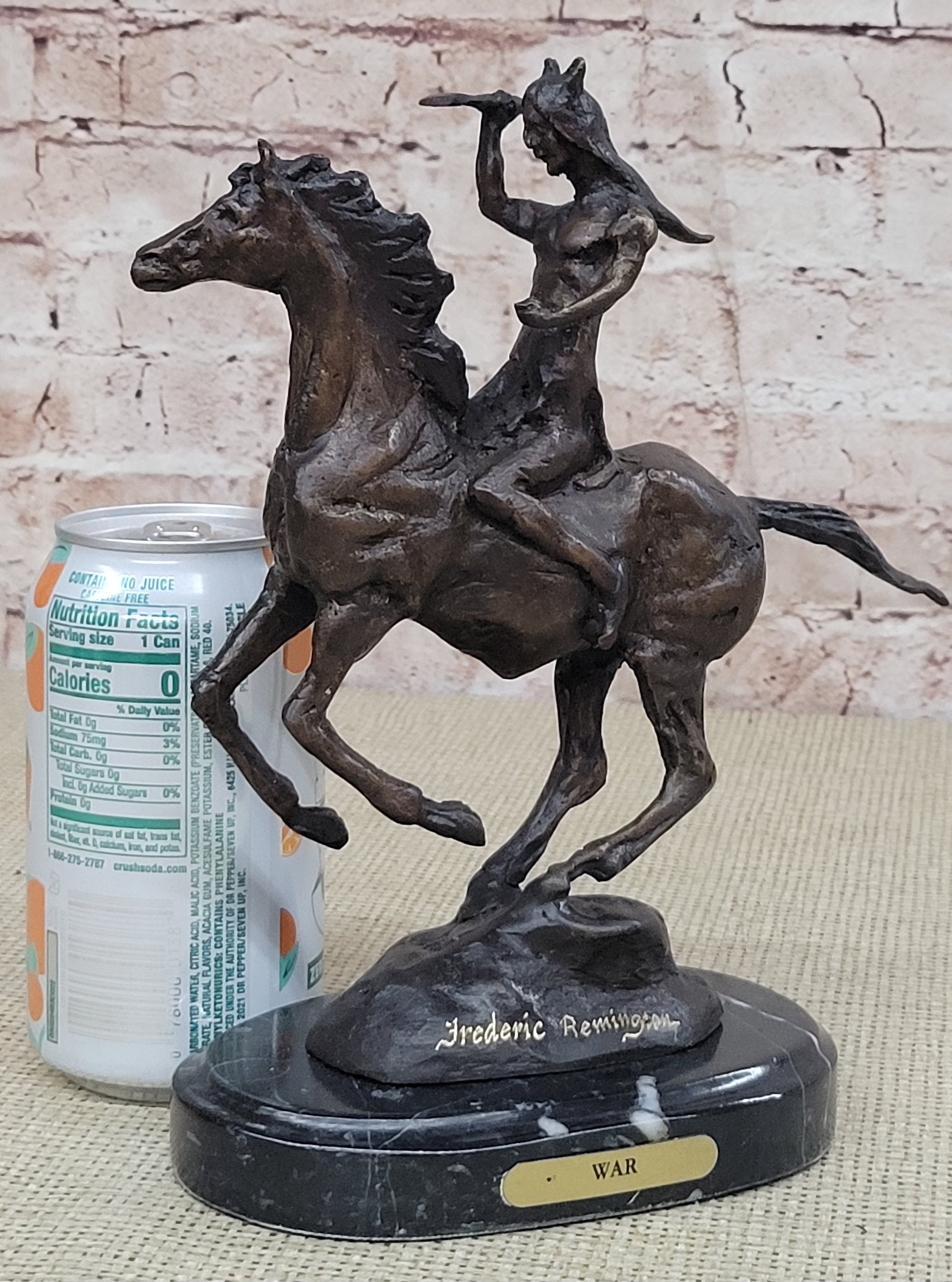 WAR Western Bronze Sculpture Native American Horseback 9" x 8"
