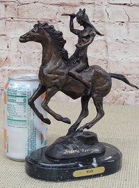 WAR Western Bronze Sculpture Native American Horseback 9" x 8"