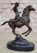 WAR Western Bronze Sculpture Native American Horseback 9" x 8"