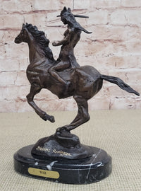 WAR Western Bronze Sculpture Native American Horseback 9" x 8"