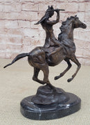 WAR Western Bronze Sculpture Native American Horseback 9" x 8"