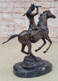 WAR Western Bronze Sculpture Native American Horseback 9" x 8"