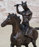 WAR Western Bronze Sculpture Native American Horseback 9" x 8"