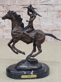 WAR Western Bronze Sculpture Native American Horseback 9" x 8"