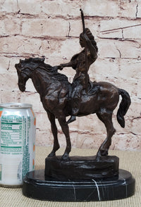 MOHICAN Western Bronze Statue Sculpture Native American Indian Horseback 11" x 8"