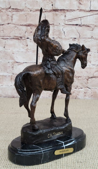 MOHICAN Western Bronze Statue Sculpture Native American Indian Horseback 11" x 8"