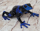 Blue & Black Poison Dart Tree Frog Bronze Metal Sculpture Signed