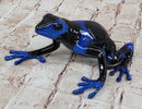 Blue & Black Poison Dart Tree Frog Bronze Metal Sculpture Signed