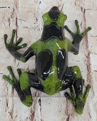 Green & Black Poison Dart Tree Frog Bronze Metal Signed & Numbered
