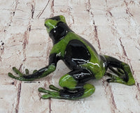 Green & Black Poison Dart Tree Frog Bronze Metal Signed & Numbered