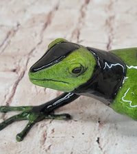 Green & Black Poison Dart Tree Frog Bronze Metal Signed & Numbered