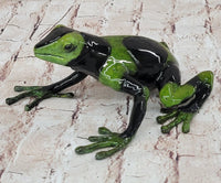 Green & Black Poison Dart Tree Frog Bronze Metal Signed & Numbered