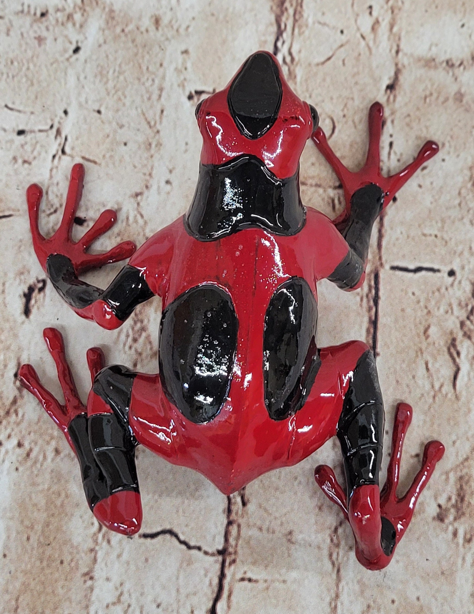 Red & Black Poison Dart Tree Frog Sculpture Figurine Signed Original Numbered Collectible