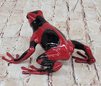 Red & Black Poison Dart Tree Frog Sculpture Figurine Signed Original Numbered Collectible