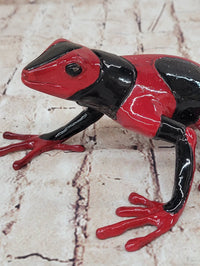 Red & Black Poison Dart Tree Frog Sculpture Figurine Signed Original Numbered Collectible