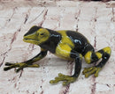 Yellow & Black Poison Dart Tree Frog Bronze Metal Sculpture Signed