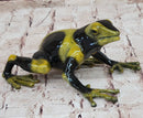 Yellow & Black Poison Dart Tree Frog Bronze Metal Sculpture Signed