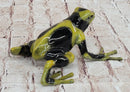 Yellow & Black Poison Dart Tree Frog Bronze Metal Sculpture Signed