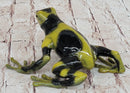Yellow & Black Poison Dart Tree Frog Bronze Metal Sculpture Signed