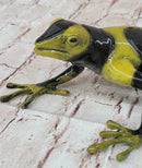 Yellow & Black Poison Dart Tree Frog Bronze Metal Sculpture Signed