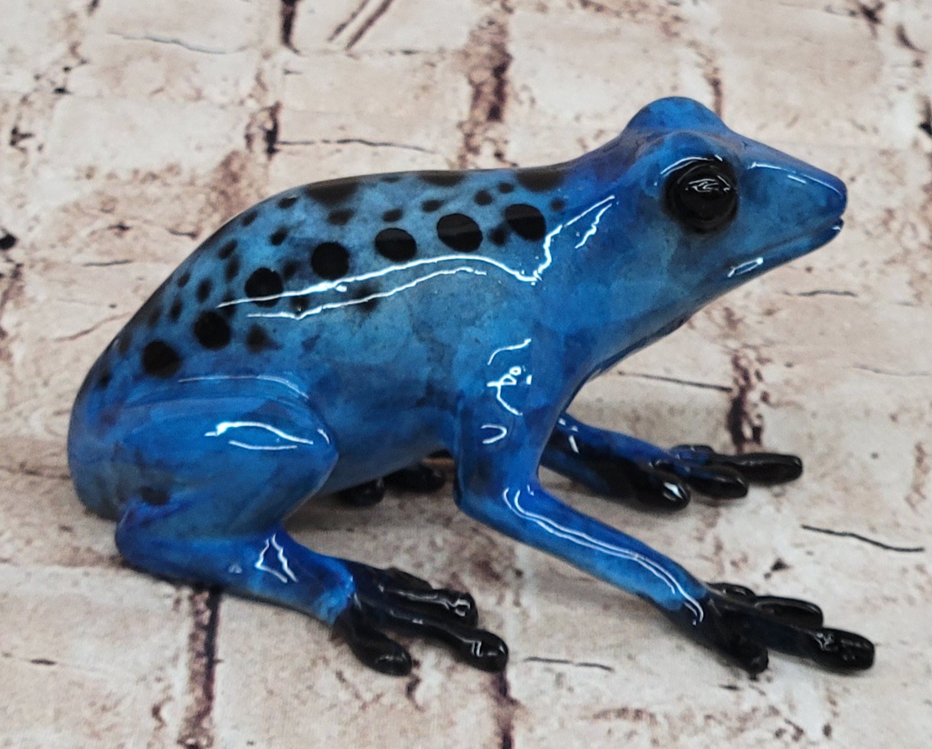 Blue Poison Dart Tree Frog Bronze Metal Sculpture Signed Art