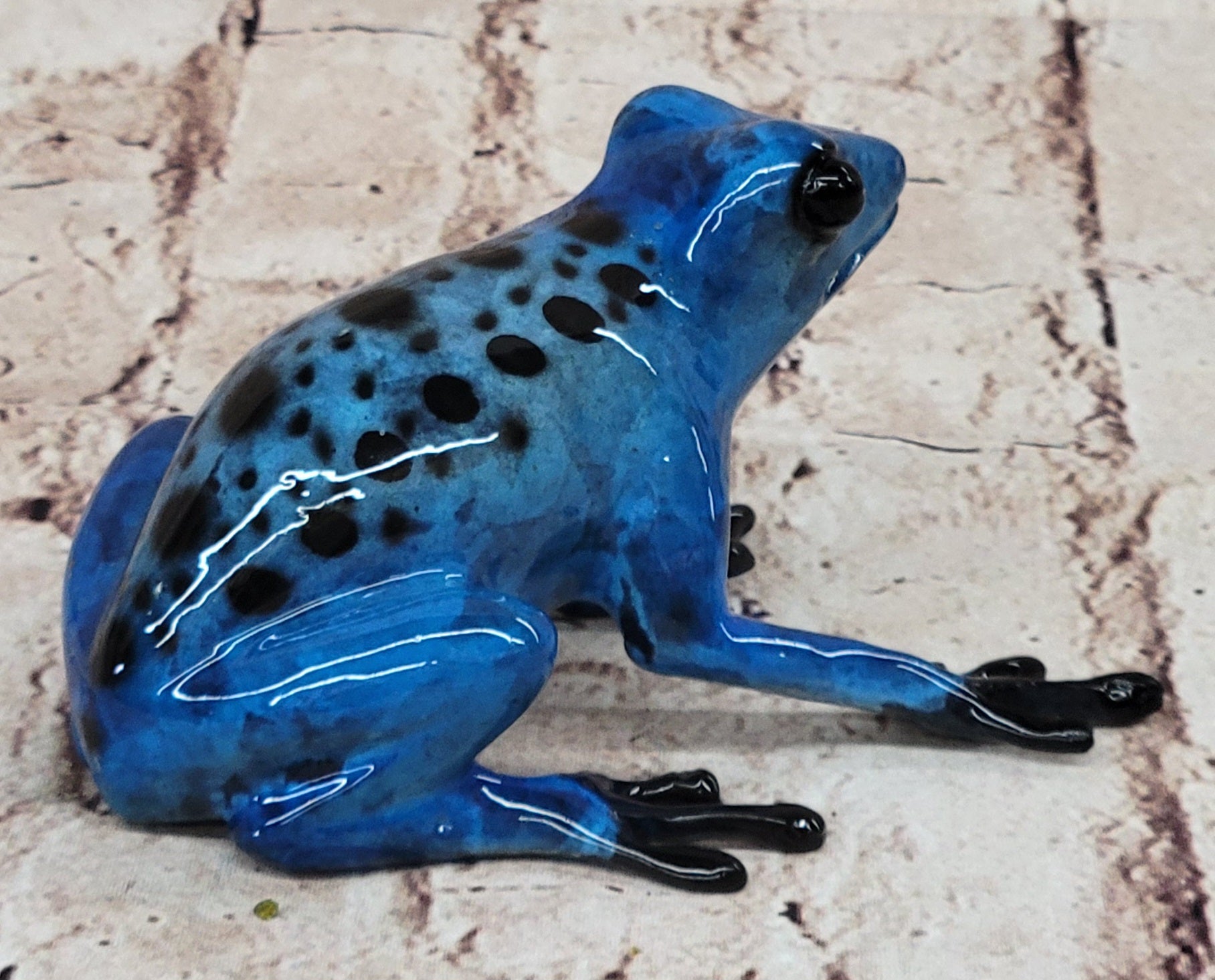 Blue Poison Dart Tree Frog Bronze Metal Sculpture Signed Art