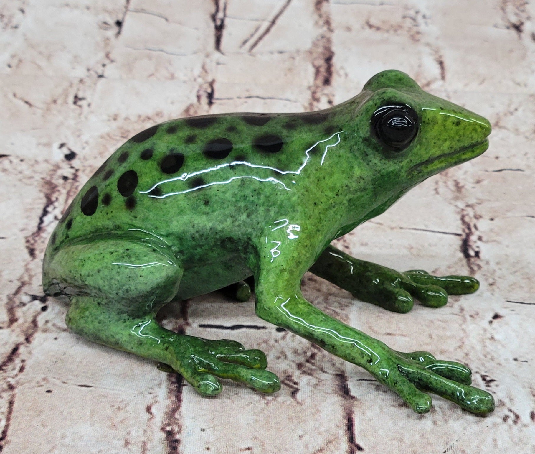 Bronze Green Tree Frog Sculpture Signed Original Art Numbered