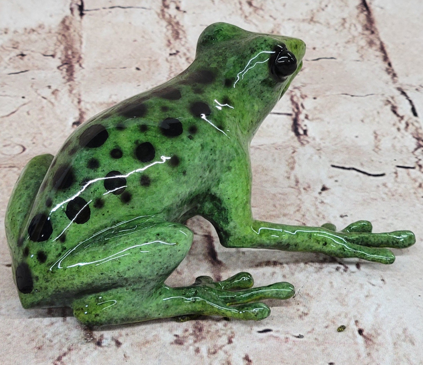 Bronze Green Tree Frog Sculpture Signed Original Art Numbered