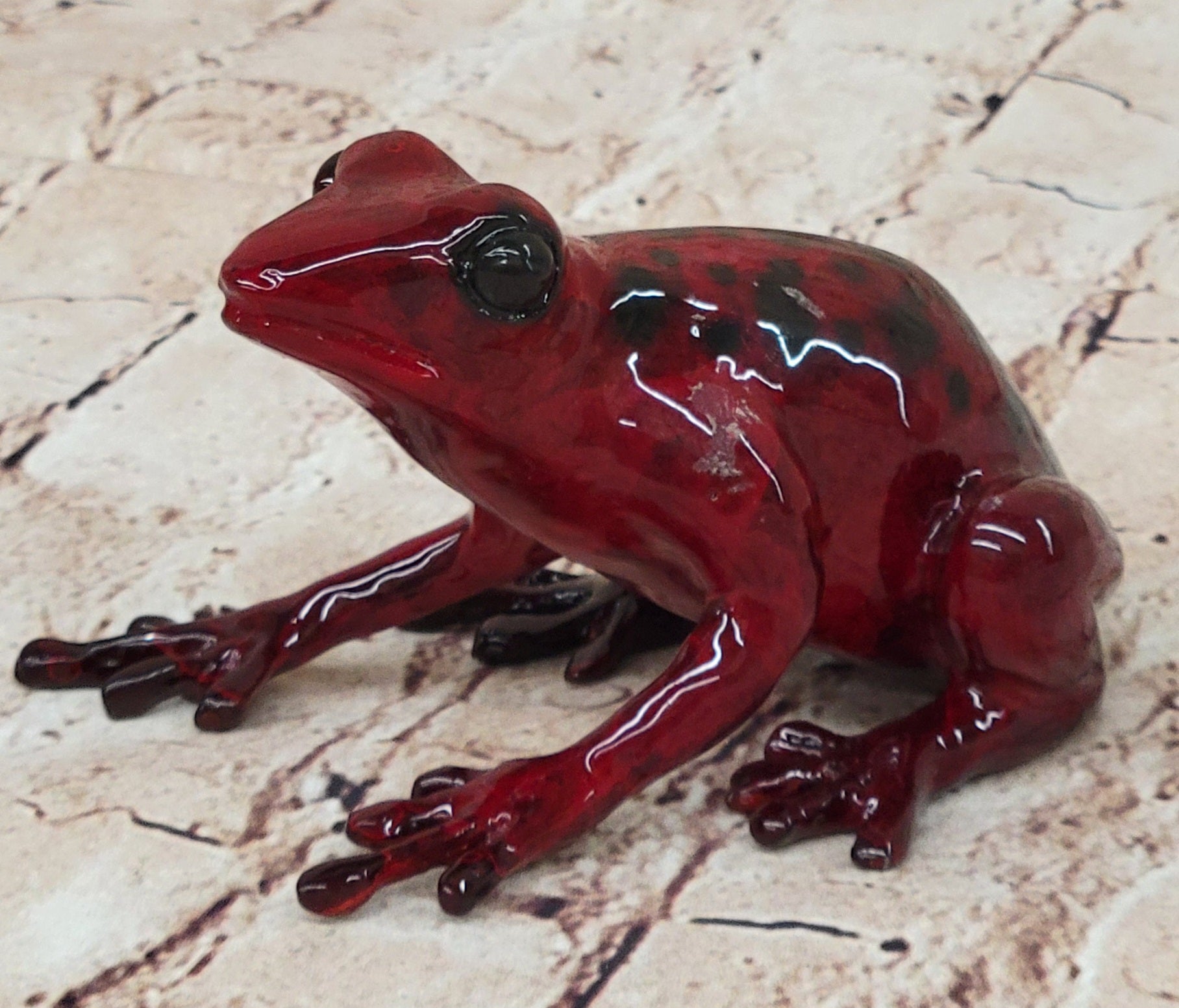 Red & Black Poison Dart Tree Frog Bronze Sculpture Signed & Numbered