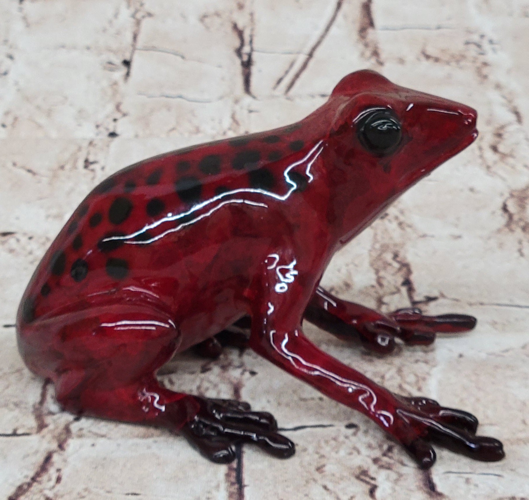 Red & Black Poison Dart Tree Frog Bronze Sculpture Signed & Numbered