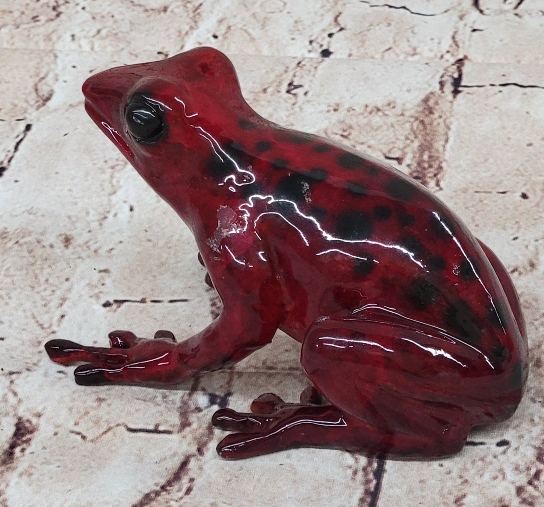 Red & Black Poison Dart Tree Frog Bronze Sculpture Signed & Numbered