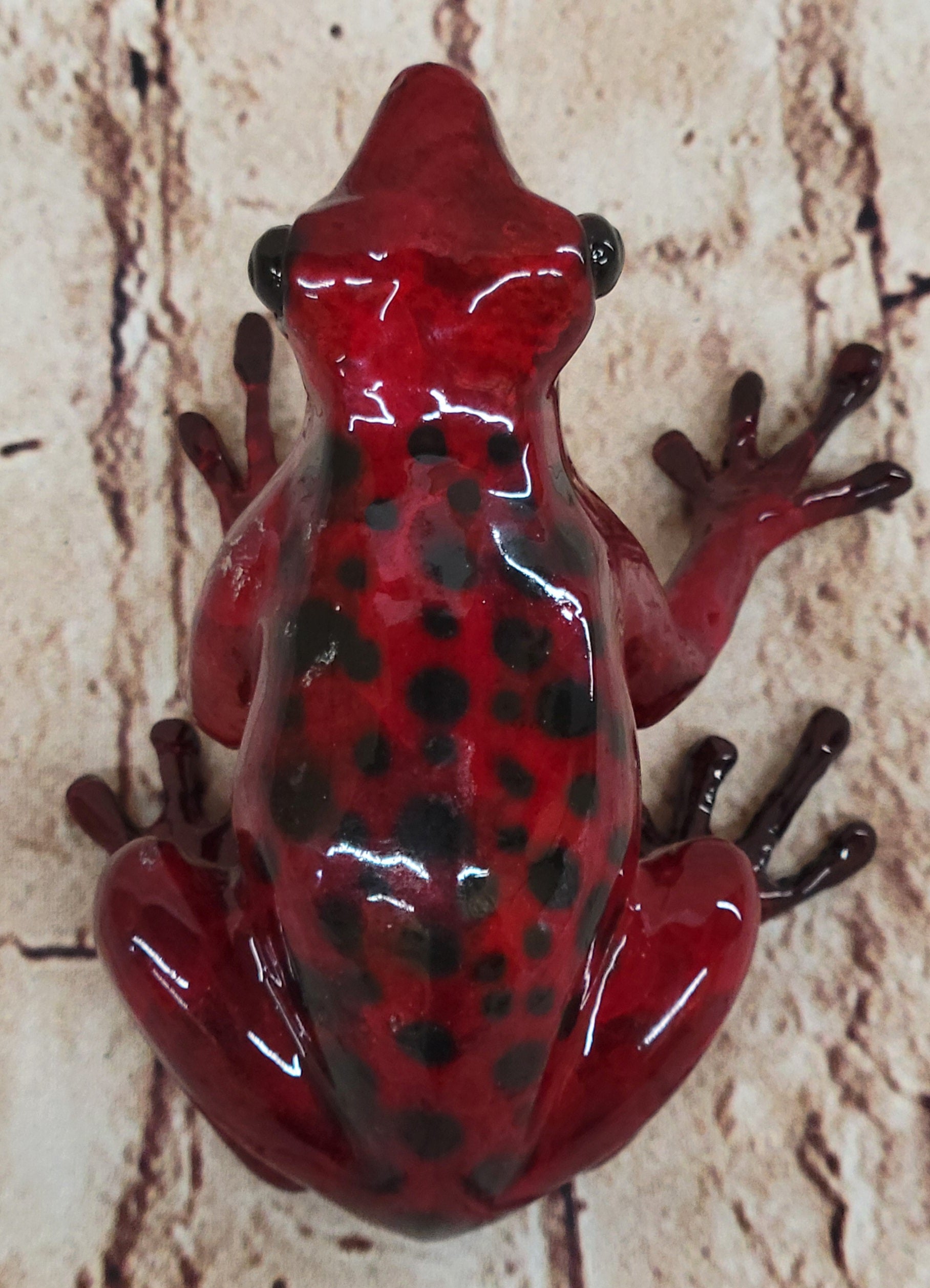 Red & Black Poison Dart Tree Frog Bronze Sculpture Signed & Numbered