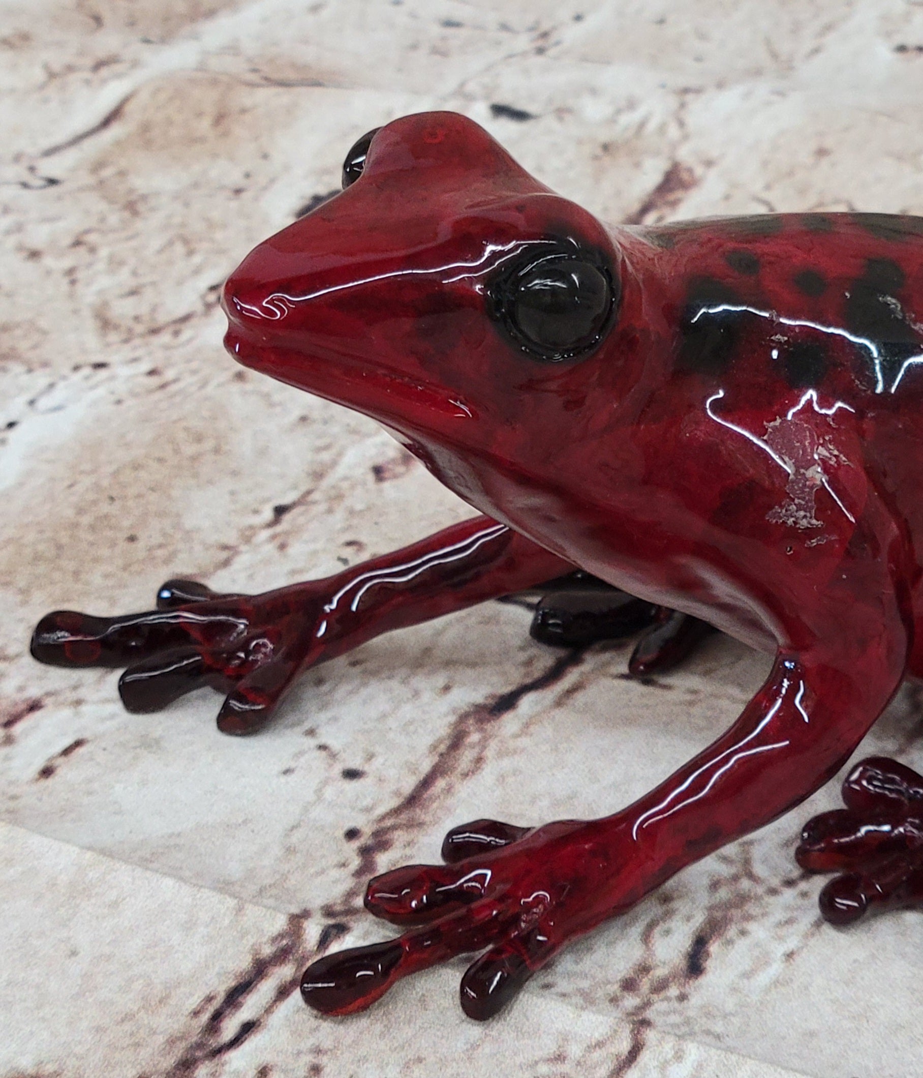 Red & Black Poison Dart Tree Frog Bronze Sculpture Signed & Numbered