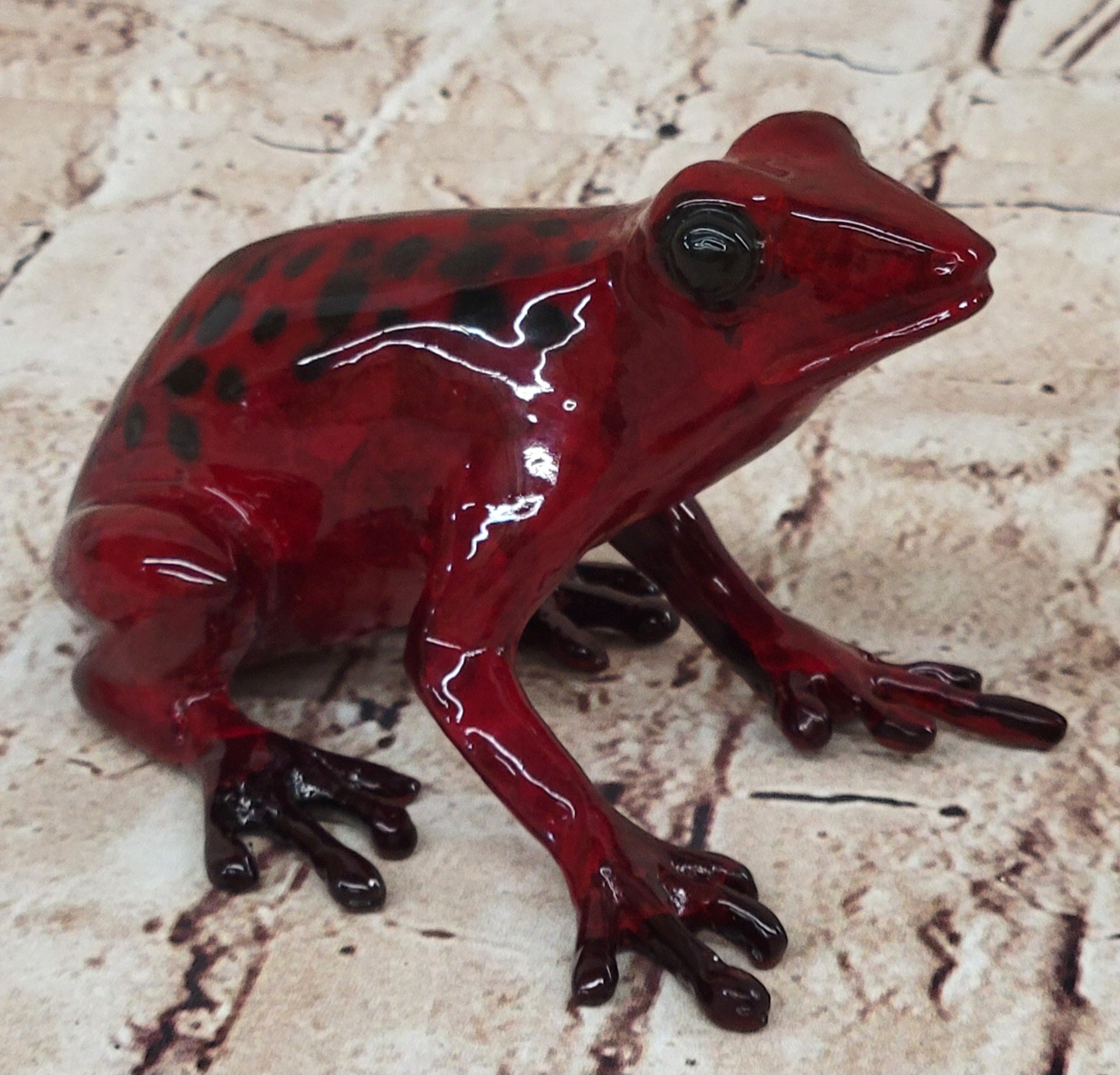 Red & Black Poison Dart Tree Frog Bronze Sculpture Signed & Numbered