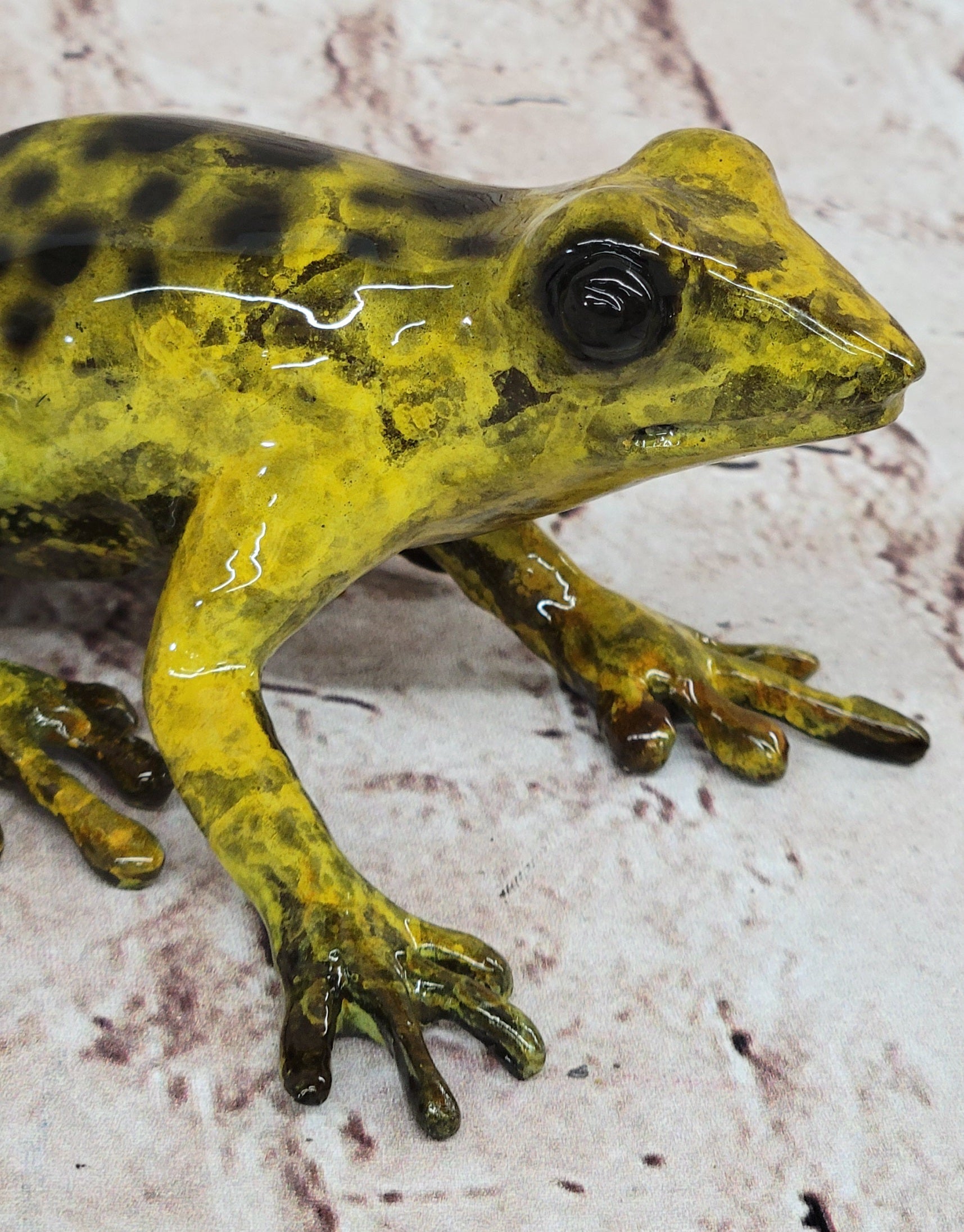 Yellow Poison Dart Tree Frog Bronze Sculpture by Marius
