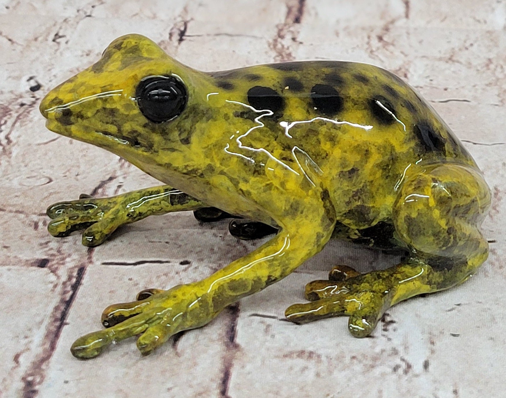 Yellow Poison Dart Tree Frog Bronze Sculpture by Marius