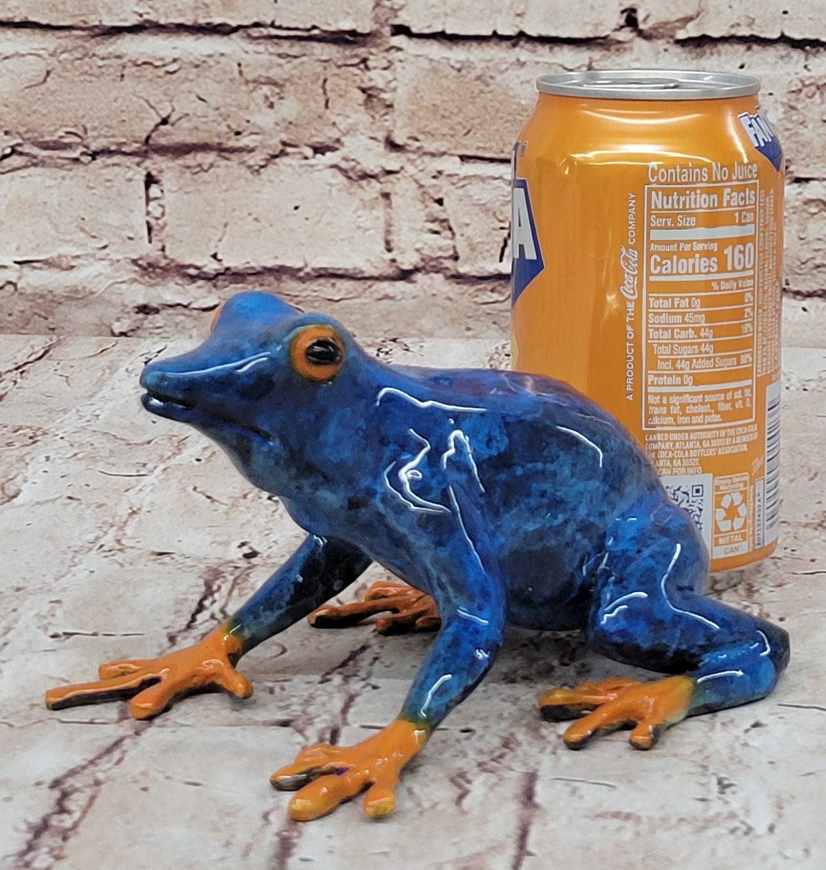 Bronze Blue & Orange Poison Dart Tree Frog Sculpture