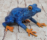 Bronze Blue & Orange Poison Dart Tree Frog Sculpture