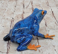 Bronze Blue & Orange Poison Dart Tree Frog Sculpture