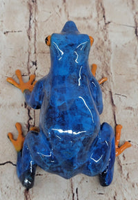 Bronze Blue & Orange Poison Dart Tree Frog Sculpture