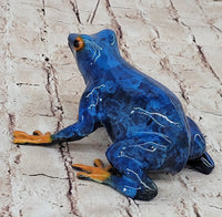 Bronze Blue & Orange Poison Dart Tree Frog Sculpture