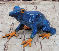 Bronze Blue & Orange Poison Dart Tree Frog Sculpture