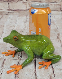 Bronze Metal Green & Orange Poison Dart Tree Frog Sculpture
