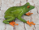 Bronze Metal Green & Orange Poison Dart Tree Frog Sculpture