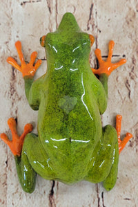 Bronze Metal Green & Orange Poison Dart Tree Frog Sculpture