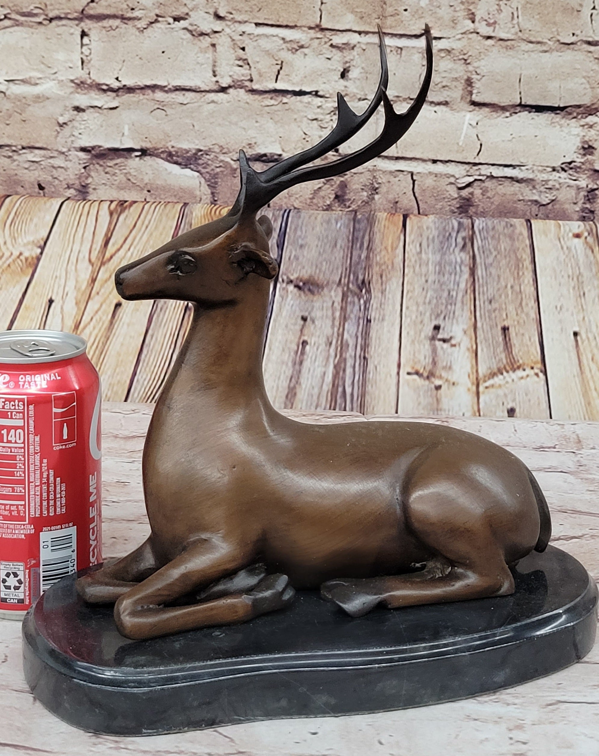 Reindeer Caribou Deer Elk Bronze Sculpture Signed 9.5" x 8.5"