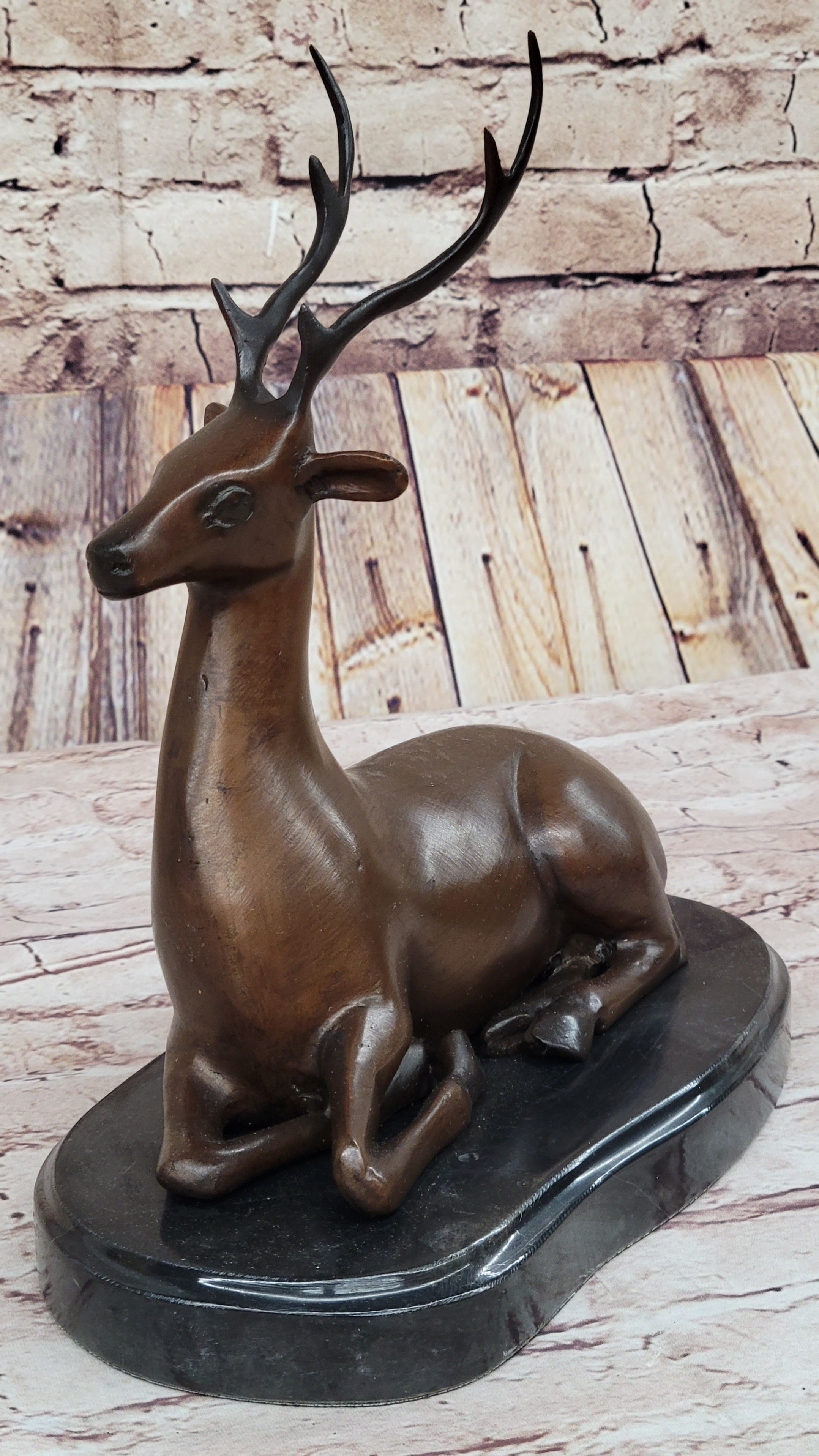 Reindeer Caribou Deer Elk Bronze Sculpture Signed 9.5" x 8.5"