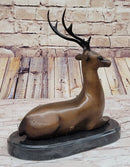Reindeer Caribou Deer Elk Bronze Sculpture Signed 9.5" x 8.5"