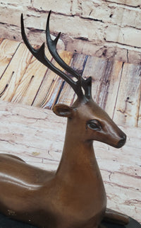 Reindeer Caribou Deer Elk Bronze Sculpture Signed 9.5" x 8.5"